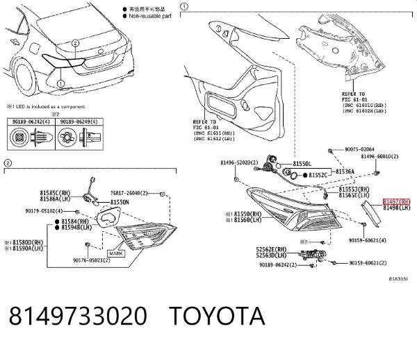 Nakładka lampy zespolonej tylnej 8149733020 Toyota
