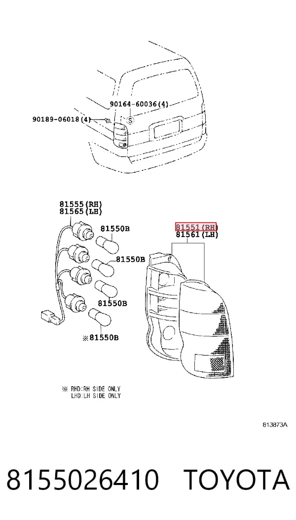 Lampa zespolona tylna prawa 8155026410 Toyota