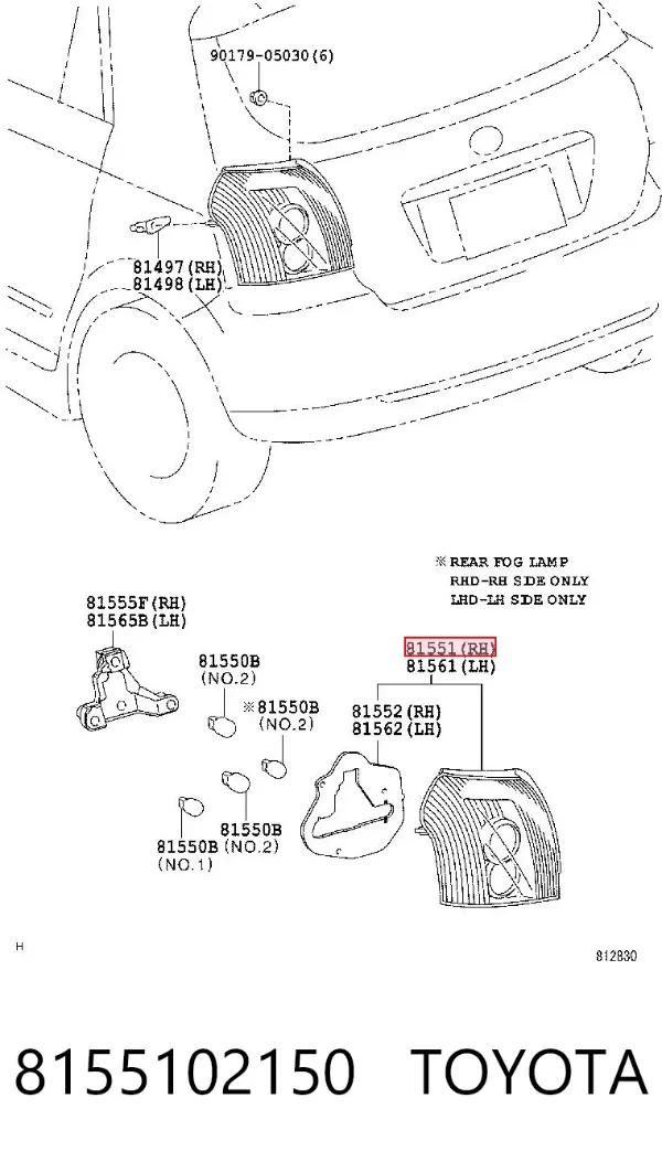 Lampa zespolona tylna prawa 8155102150 Toyota