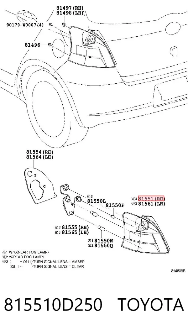 Lampa zespolona tylna prawa 815510D250 Toyota