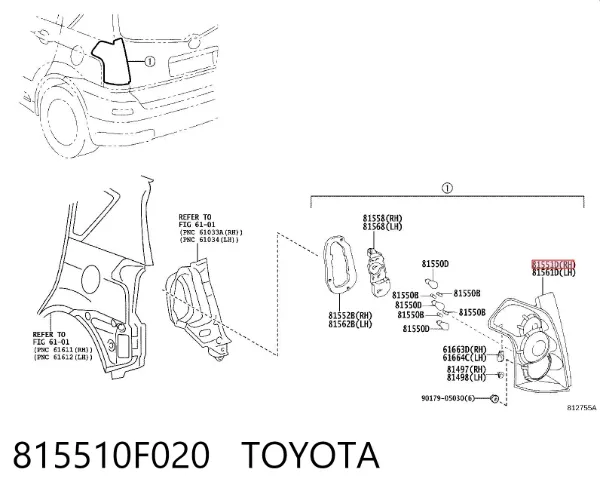 Lampa zespolona tylna prawa 815510F020 Toyota