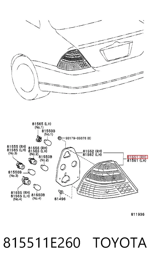 Lampa zespolona tylna prawa 815511E260 Toyota