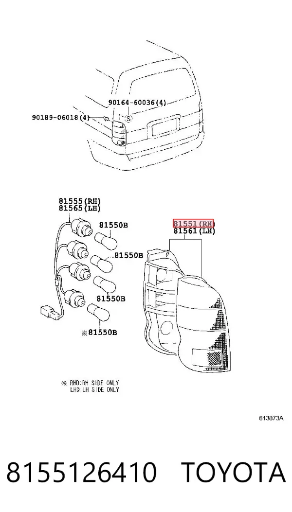 Lampa zespolona tylna prawa 8155126410 Toyota