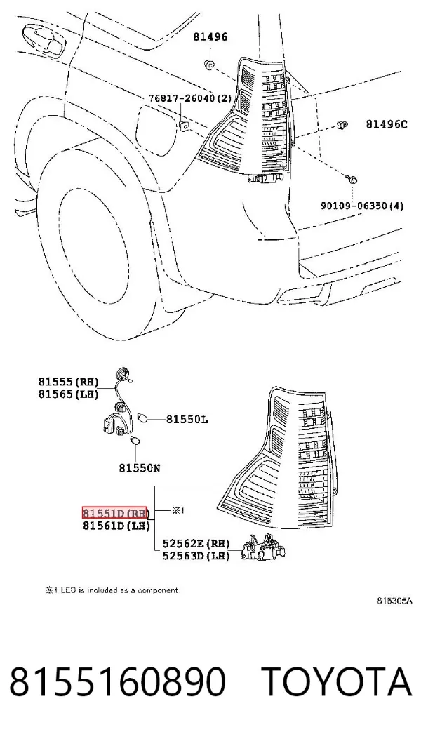 Lampa zespolona tylna prawa Toyota Land Cruiser PRADO