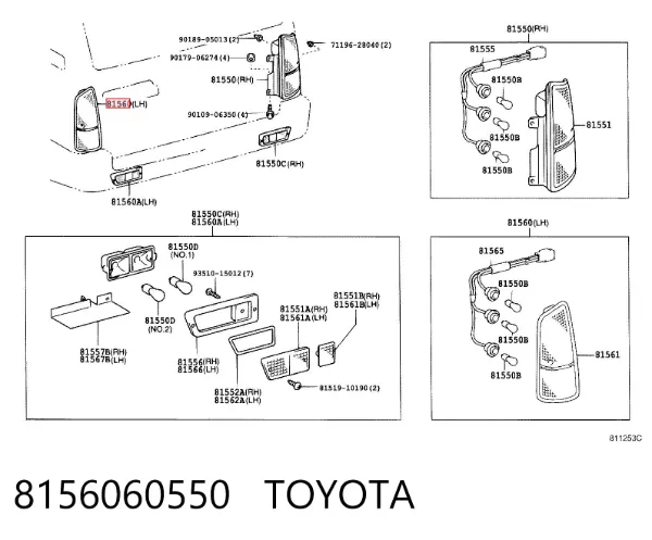 Lampa zespolona tylna lewa 8156060550 Toyota