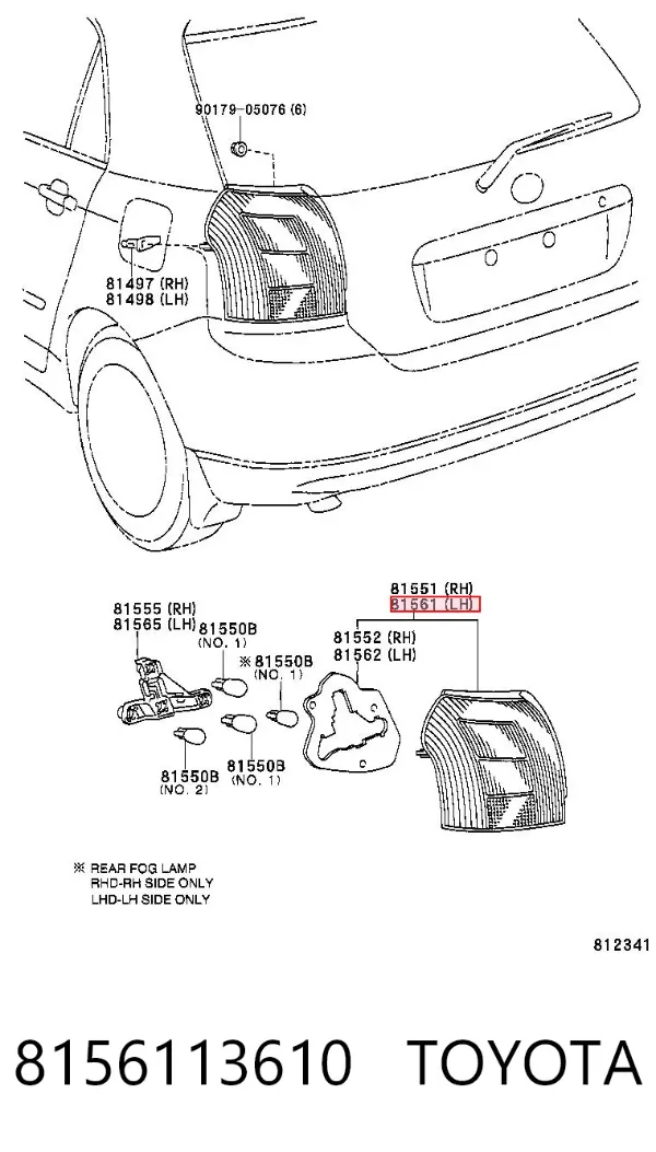 Lampa zespolona tylna lewa 8156113610 Toyota