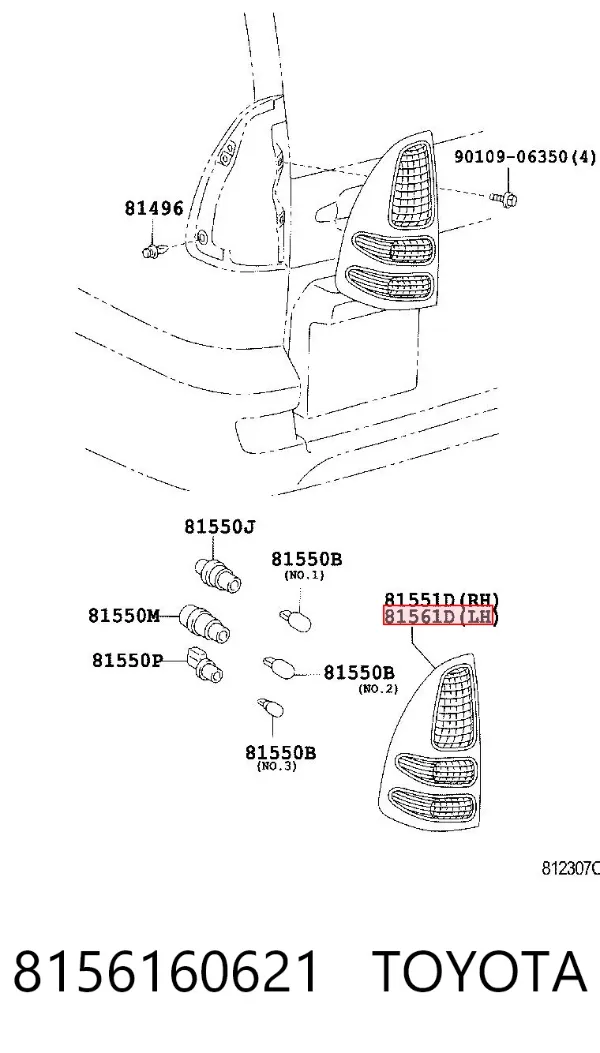 Lampa zespolona tylna lewa 8156160621 Toyota