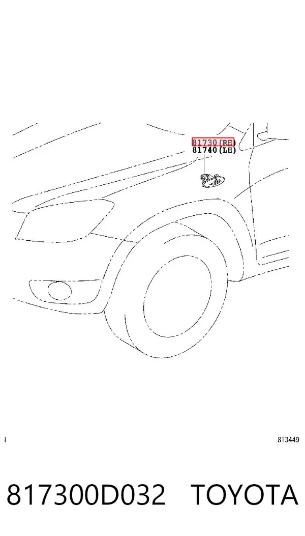 Powtarzacz kierunkowskazu na błotniku 817300D032 Toyota