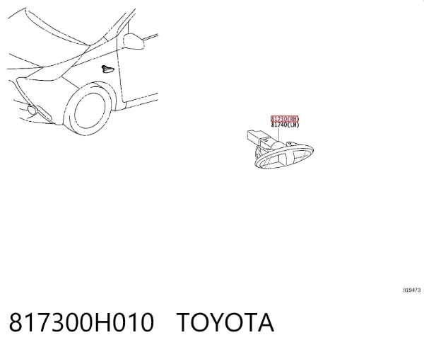 Powtarzacz kierunkowskazu na błotniku 817300H010 Toyota