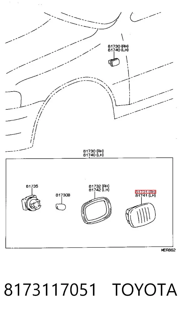 Powtarzacz kierunkowskazu na błotniku 8173117051 Toyota