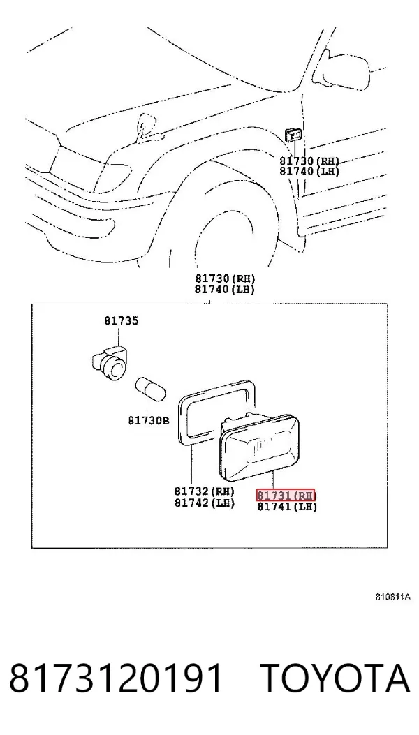 Powtarzacz kierunkowskazu na błotniku 8173120191 Toyota