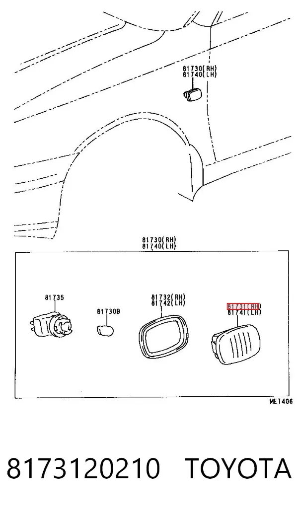 Powtarzacz kierunkowskazu na błotniku 8173120210 Toyota