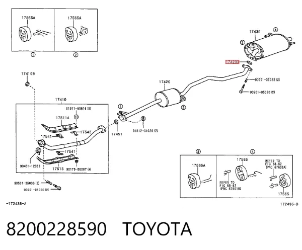 Pierścień kolektora wydechowego 8200228590 Toyota