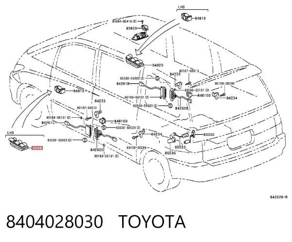 Panel przyciskowy sterowania podnośnikiem szyb konsoli centralnej 8404028030 Toyota
