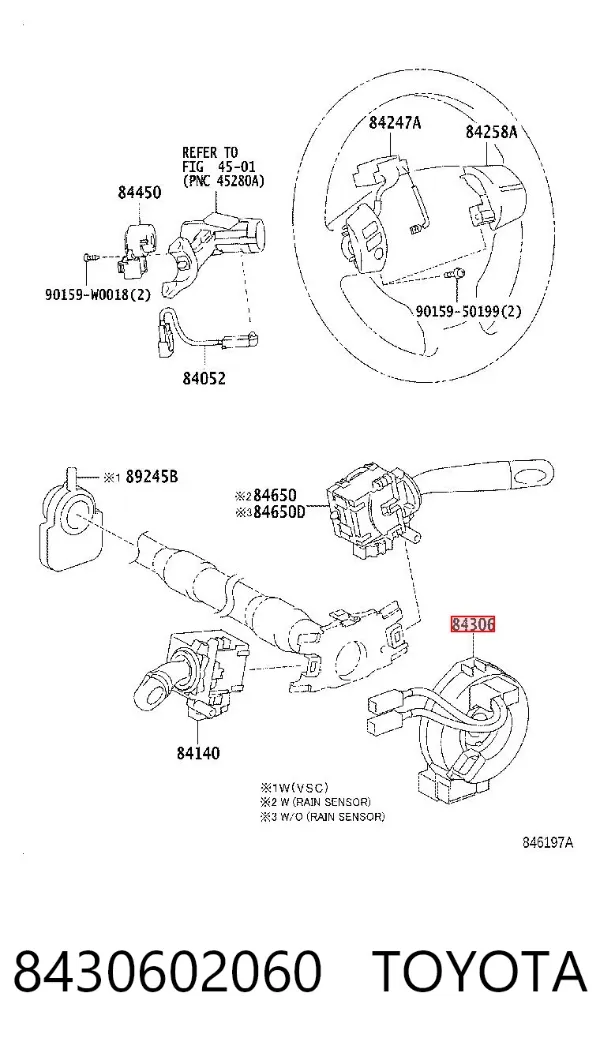 Pierścień kontaktowy AIRBAG, taśma kierownicy 8430602060 Toyota