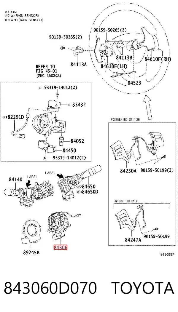 Pierścień kontaktowy AIRBAG, taśma kierownicy 843060D070 Toyota