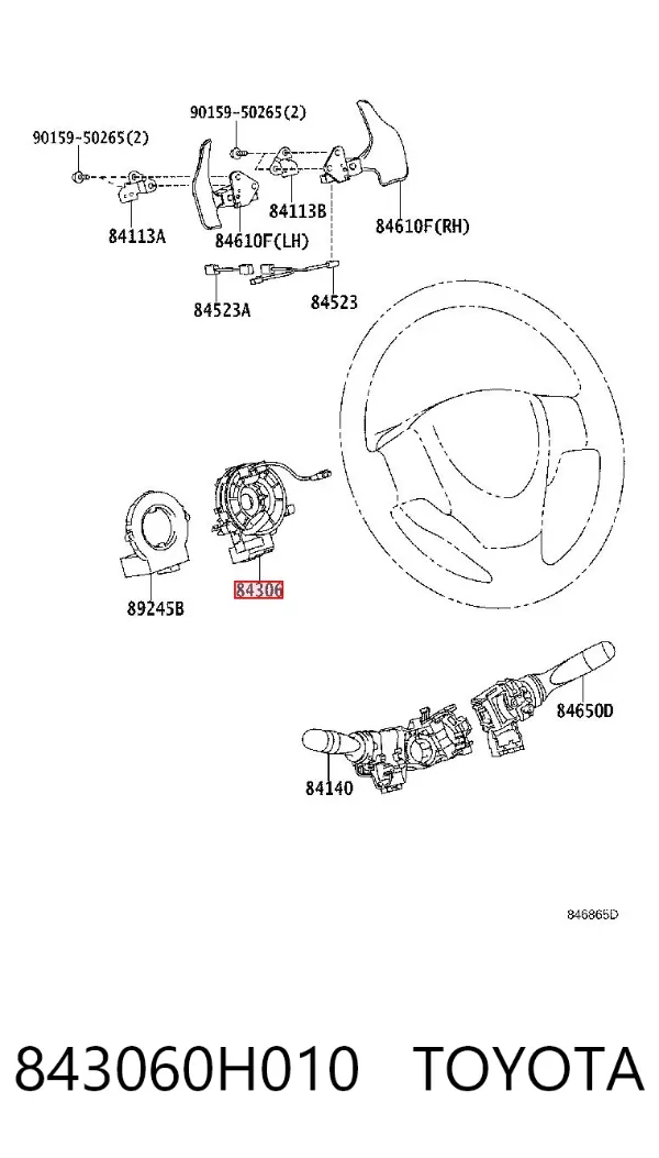 Pierścień kontaktowy AIRBAG, taśma kierownicy 843060H010 Toyota