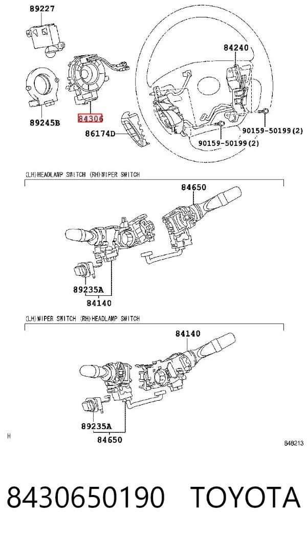 Pierścień kontaktowy AIRBAG, taśma kierownicy 8430650190 Toyota