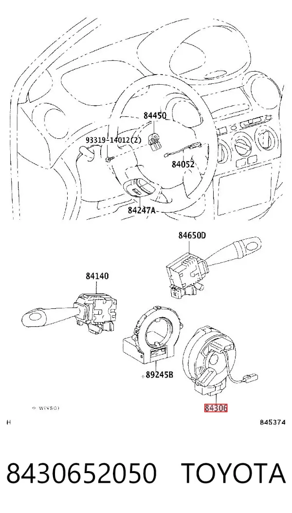 Pierścień kontaktowy AIRBAG, taśma kierownicy 8430652050 Toyota