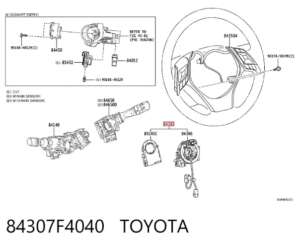 Pierścień kontaktowy AIRBAG, taśma kierownicy  Toyota C-HR X10