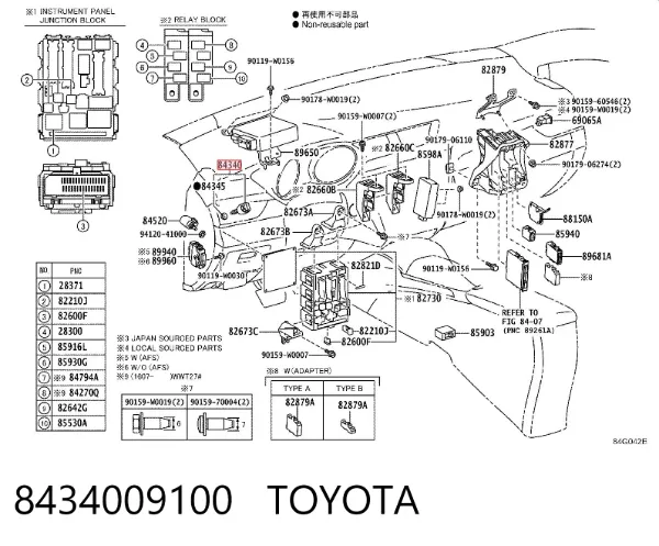 Czujnik włącznika świała stop 8434009100 Toyota
