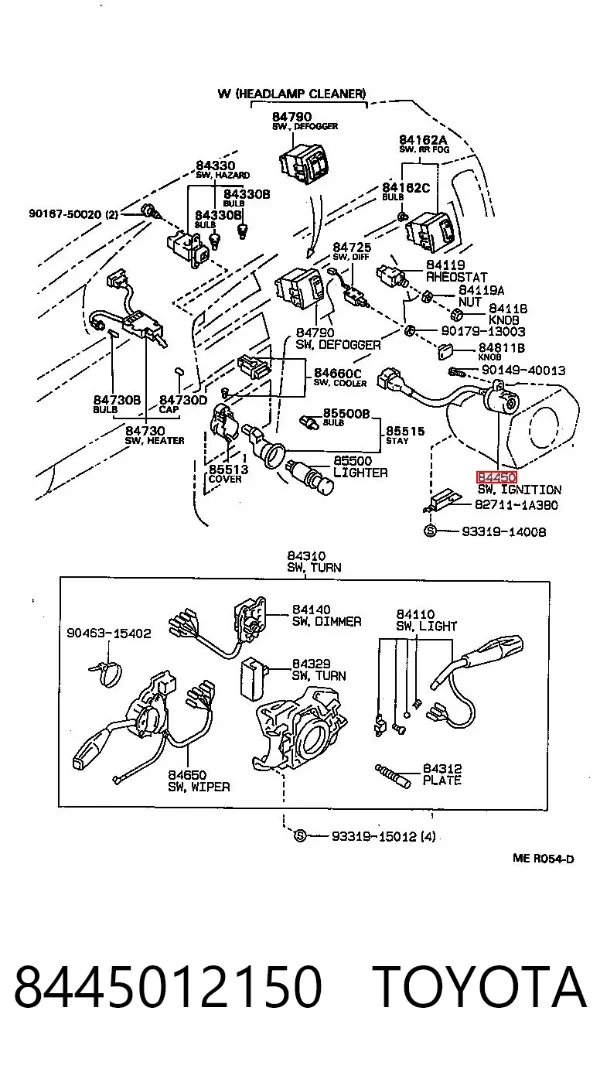 Kostka stacyjki zapłonowej 8445012150 Toyota