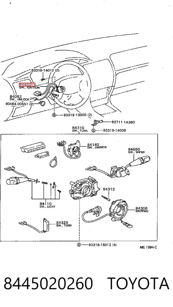 Kostka stacyjki zapłonowej 8445020260 Toyota