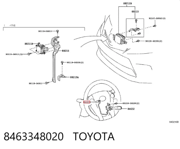 Przewód kierownicy 8463348020 Toyota