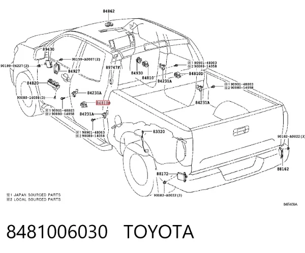 Włącznik przyciskowy podnośnika szyby przedni prawy 8481006030 Toyota