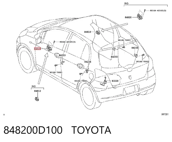 Panel przyciskowy sterowania podnośnikiem szyby przedni lewy 848200D100 Toyota