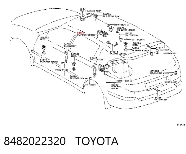 Mechanizm podnoszenia szyby drzwi przednich lewych 8482022320 Toyota