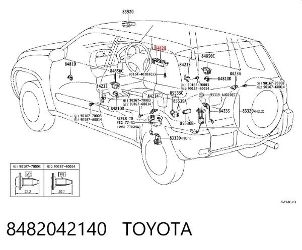 Panel przyciskowy sterowania podnośnikiem szyby przedni lewy 8482042140 Toyota