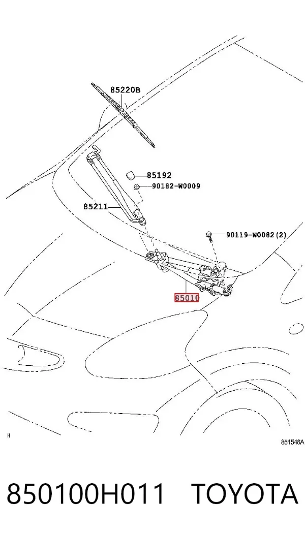 Mechanizm wycieraczek 850100H011 Toyota