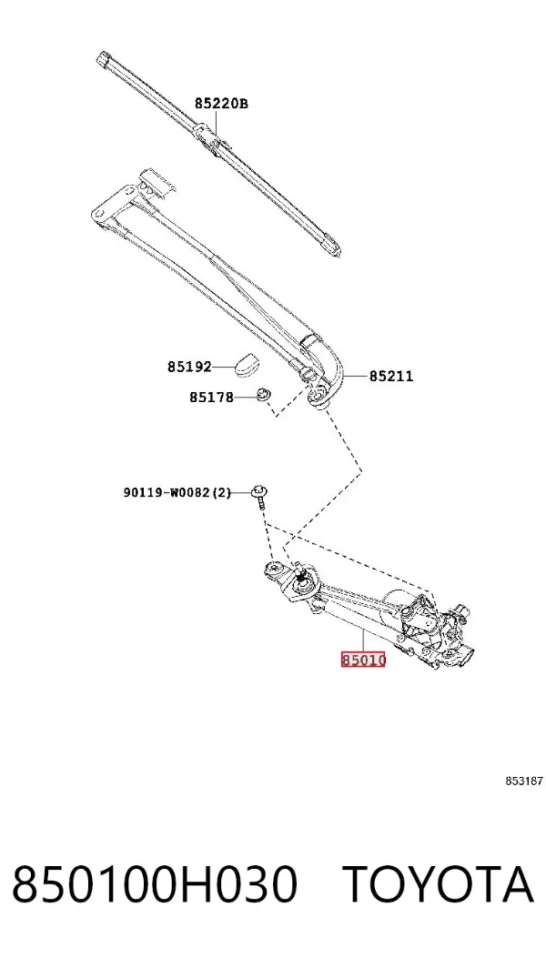 Mechanizm wycieraczek 850100H030 Toyota