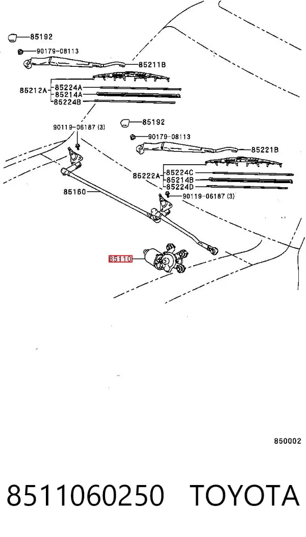 Silniczek wycieraczki szyby przedniej 8511060250 Toyota