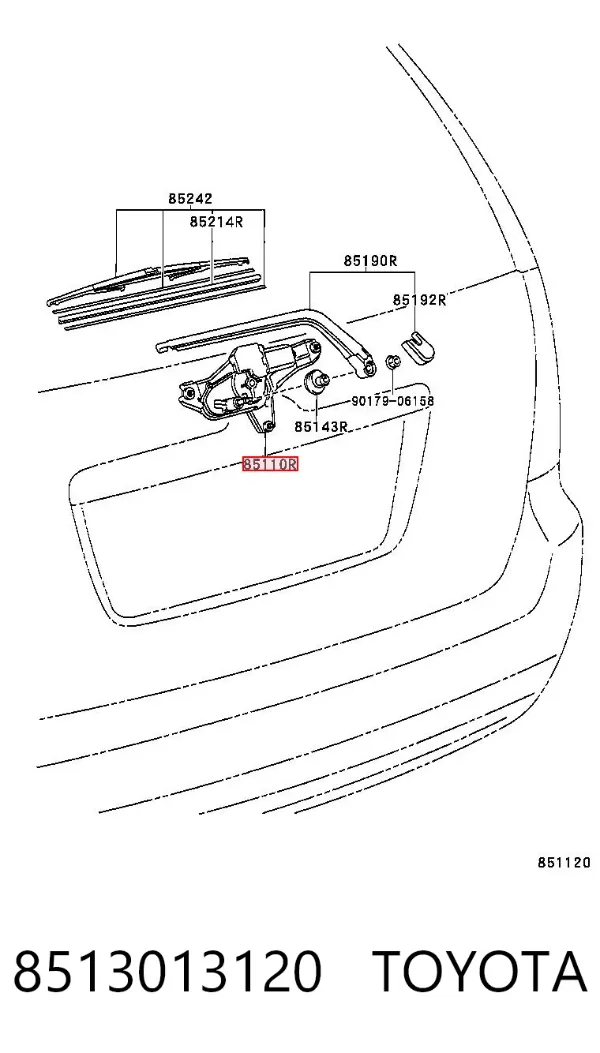 Silniczek wycieraczki tylnej szyby 8513013120 Toyota