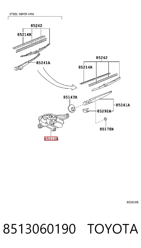 Silniczek wycieraczki tylnej szyby Toyota Land Cruiser J200