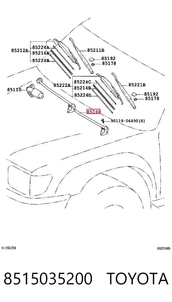 Mechanizm wycieraczek Toyota Hilux N
