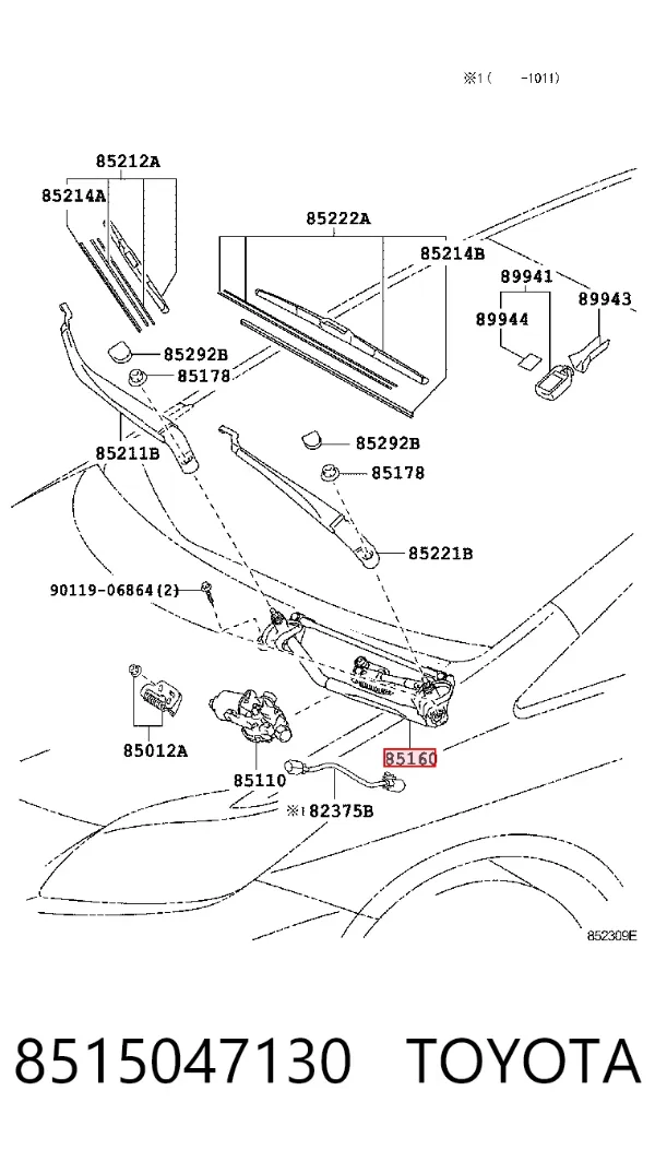 Mechanizm wycieraczek Toyota Prius ZVW30