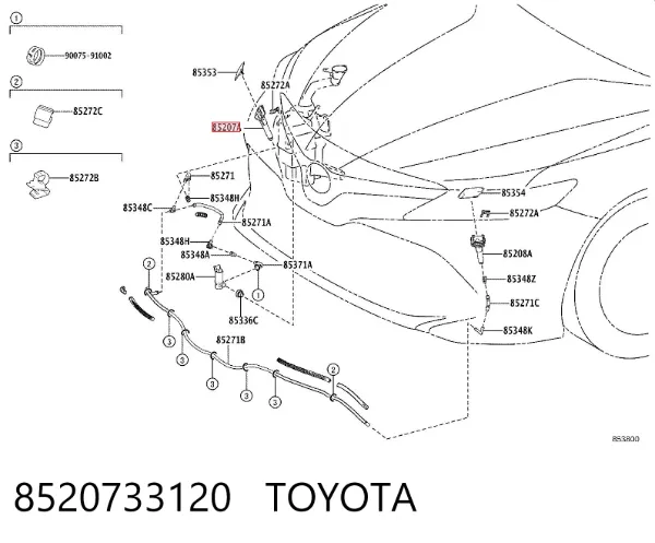 Dysza teleskopowa spryskiwacza reflektorów 8520733120 Toyota