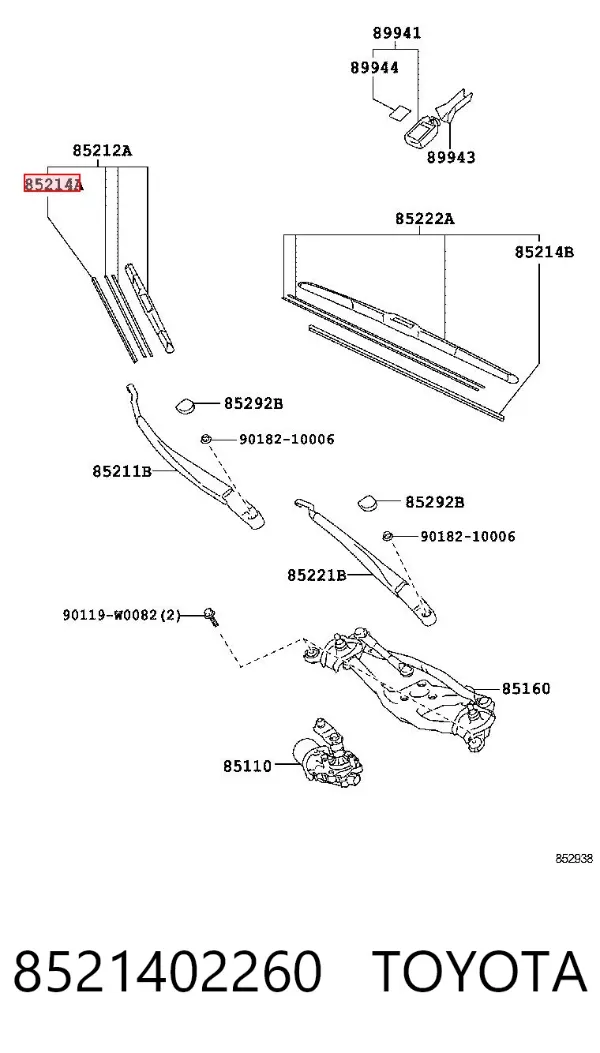 Pióro wycieraczki szyby tylnej 8521402260 Toyota