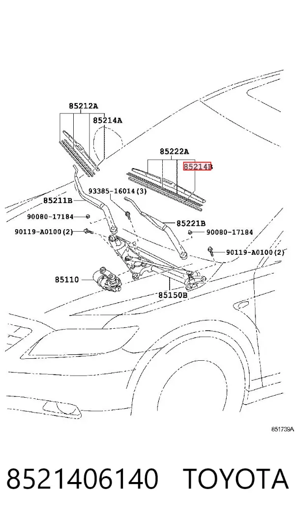 Gumka pióra wycieraczki szyby kierowcy 8521406140 Toyota