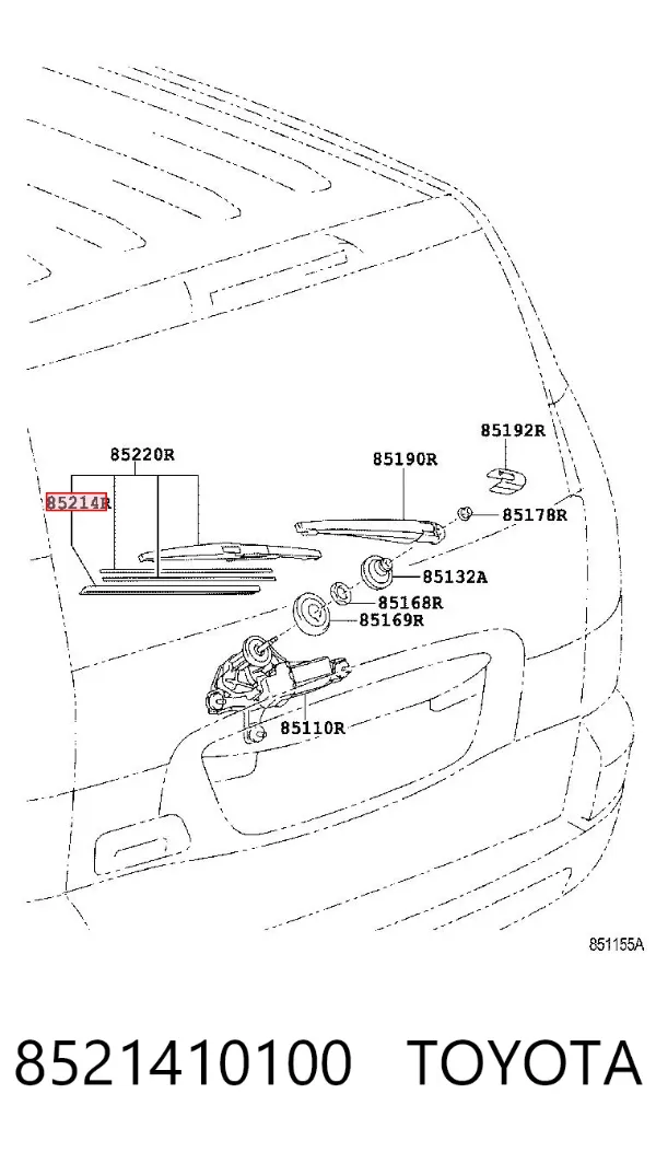 Gumka pióra wycieraczki szyby tylnej 8521410100 Toyota