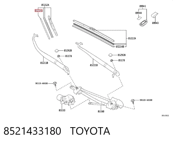 Gumka pióra wycieraczki szyby pasażera 8521433180 Toyota