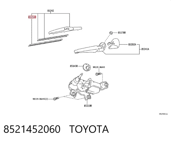Gumka pióra wycieraczki szyby tylnej 8521452060 Toyota