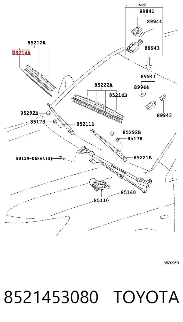 Gumka pióra wycieraczki szyby kierowcy 8521453080 Toyota