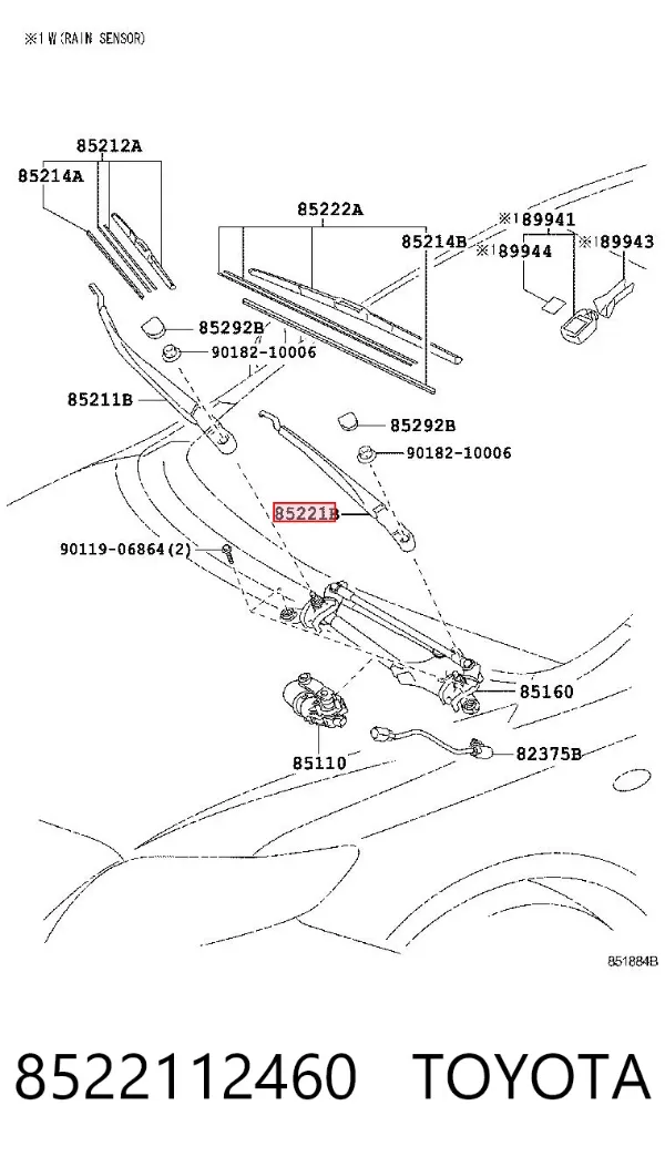 Ramię wycieraczki szyby przedniej 8522112460 Toyota