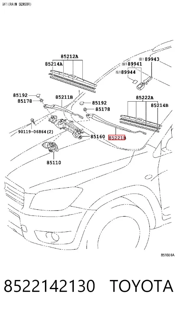 Ramię wycieraczki szyby przedniej 8522142130 Toyota