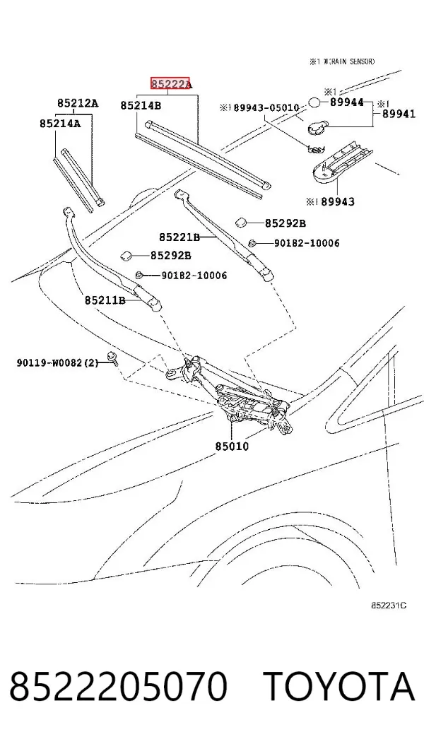 Pióro wycieraczki szyby przedniej kierowcy 8522205070 Toyota