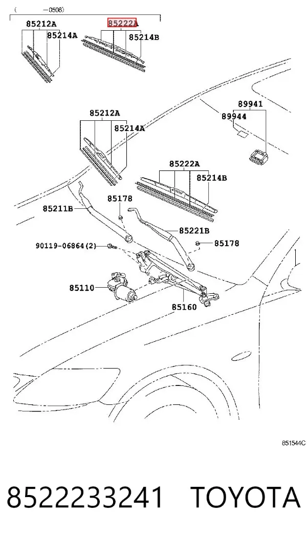 Pióro wycieraczki szyby przedniej kierowcy 8522233241 Toyota